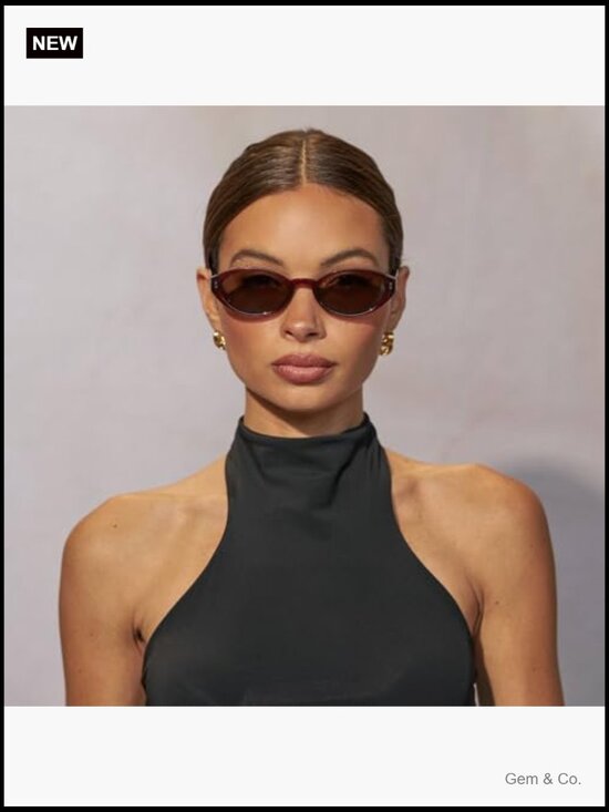 Women\'s Slim Oval Sunglasses Retro 90s Vintage Style Lightweight UV Protection